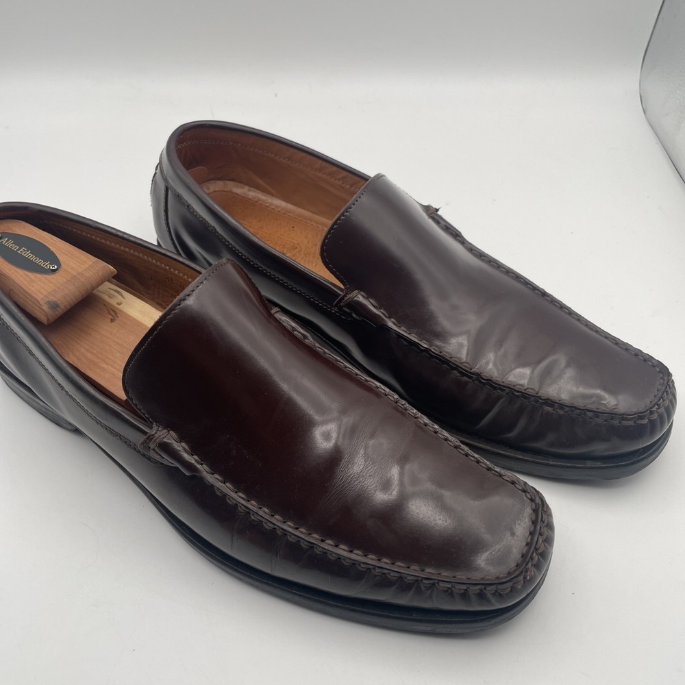 COACH Men's Leather Brown Burgundy Moc Toe Venetian Loafers US 11D Made in Italy